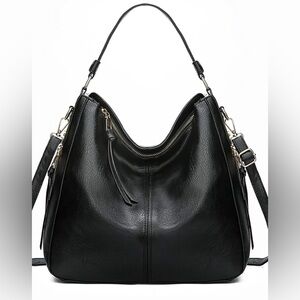 NWOT Elegant Black Faux Leather Bag